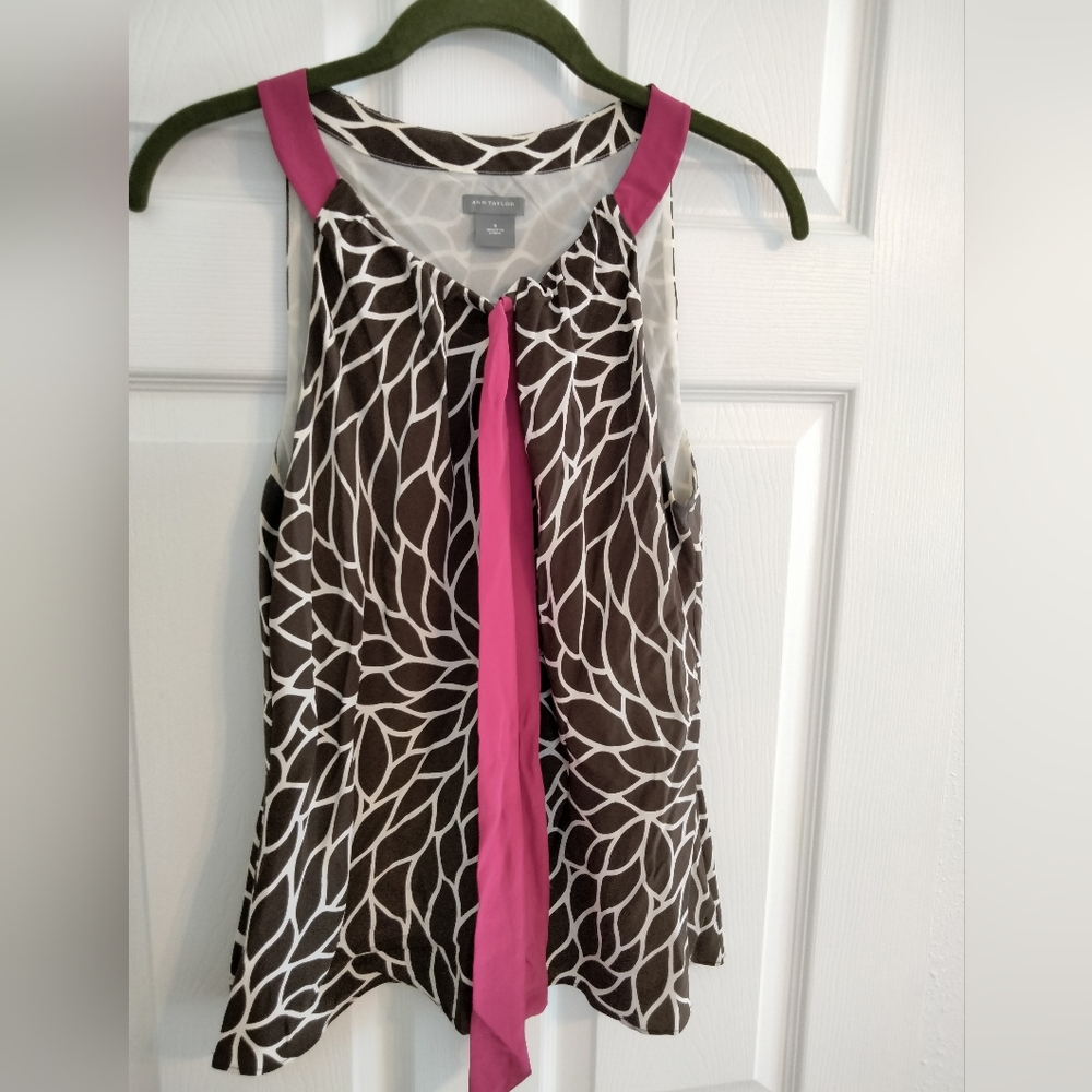 Ann Taylor Women's Short Sleeve Blouse Size 8, Shell 100 Percent Silk & Polyeste